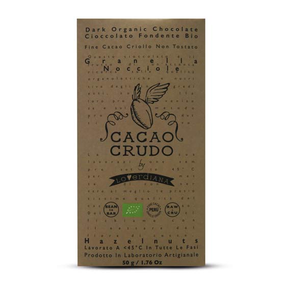 Cacao Crudo Tavoletta Granella di Nocciola Tonda Gentile Romana 